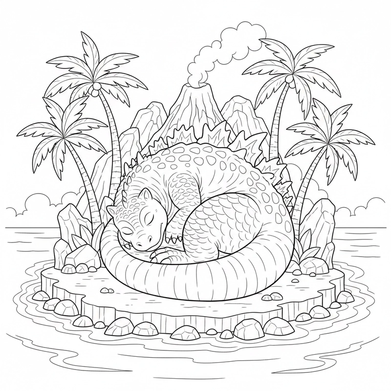 Tranh tô màu Godzilla mạnh mẽ cho bé