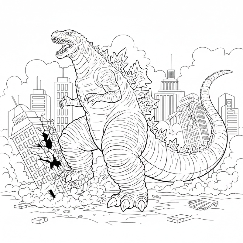 Tranh tô màu Godzilla tạo không gian sáng tạo
