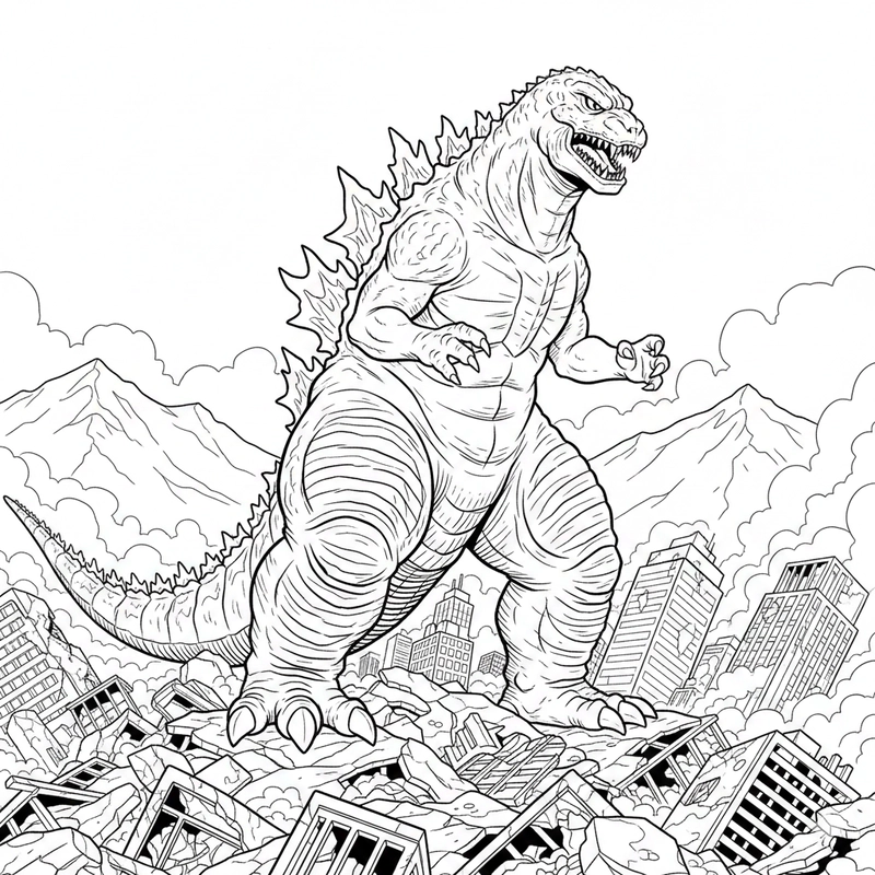 Tranh tô màu Godzilla thích hợp giờ giải trí