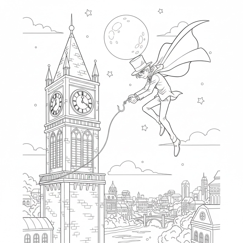 Tranh tô màu Kaito Kid cho bé sáng tạo