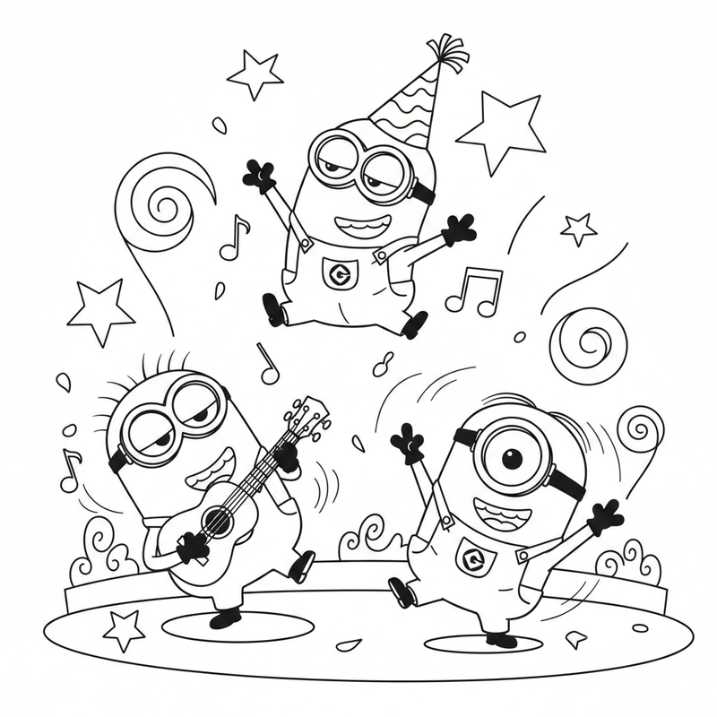 Tranh tô màu Minion đáng yêu nhiều tạo dáng