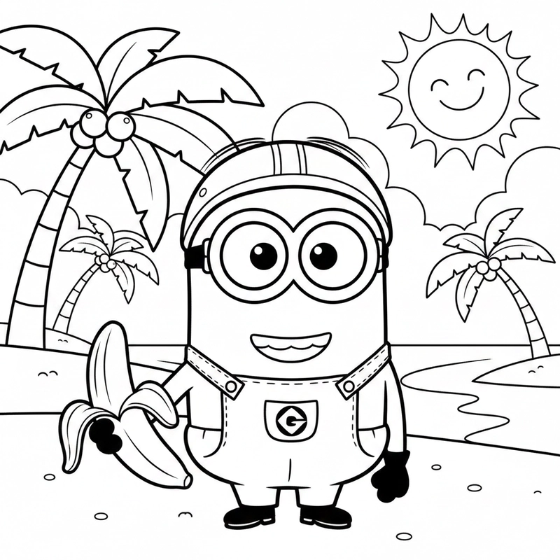 Tranh tô màu Minion đơn giản cho bé sáng tạo