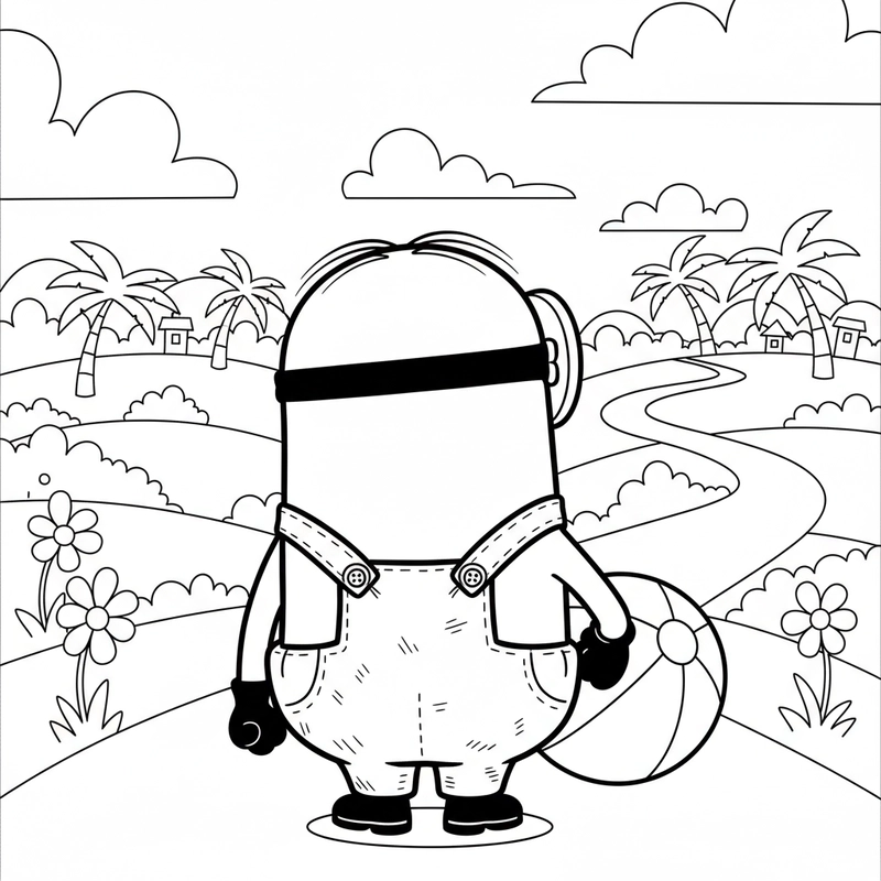 Tranh tô màu Minion nét đơn giản cho trẻ nhỏ