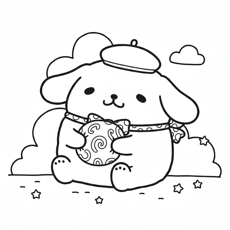 Tranh tô màu Pompompurin đáng yêu