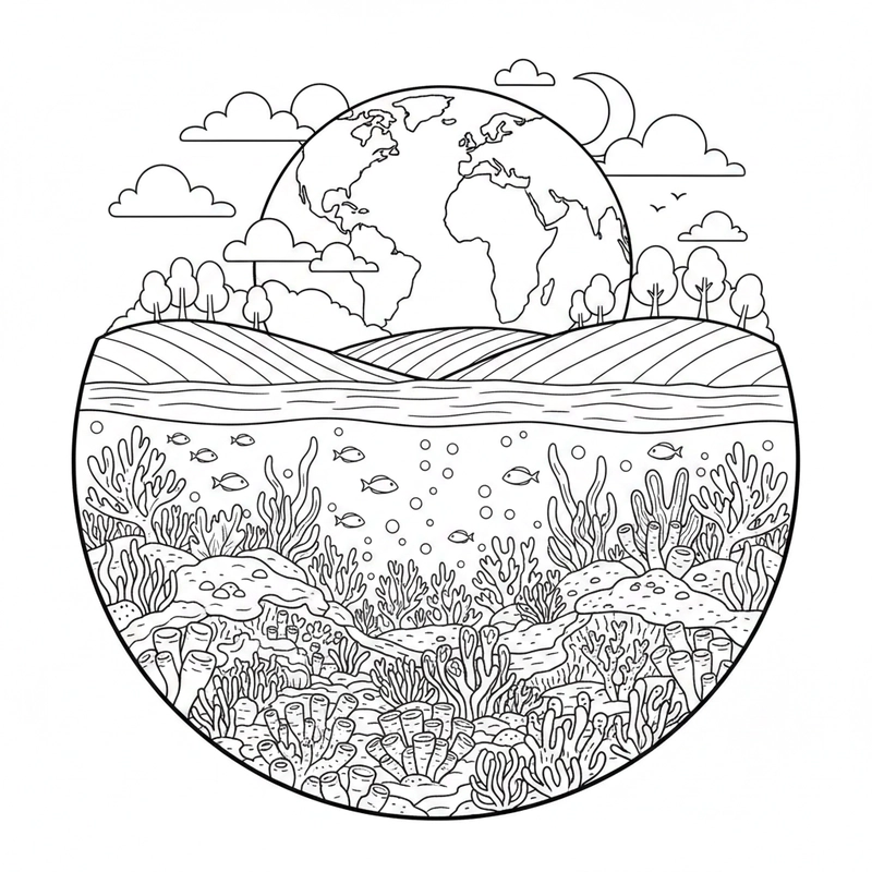 Tranh tô màu Trái Đất đơn giản, dễ thực hiện