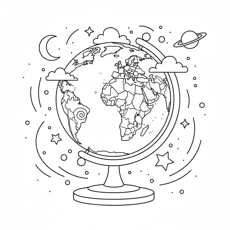 Tranh tô màu Trái Đất gắn với thiên nhiên