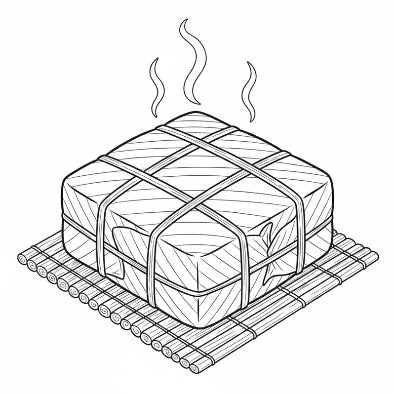 Tranh tô màu bánh chưng phong cách đơn giản