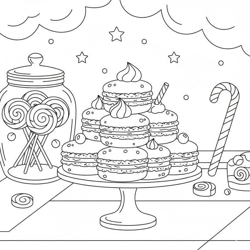 Tranh tô màu bánh kẹo bé yêu thích