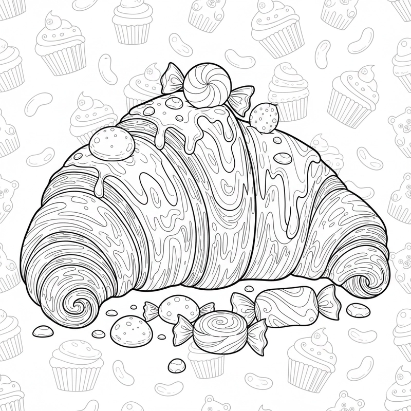 Tranh tô màu bánh kẹo cute cho bé tập vẽ