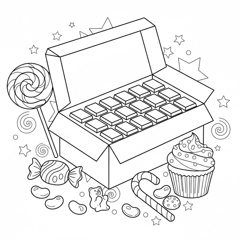 Tranh tô màu bánh kẹo nhiều chi tiết đẹp