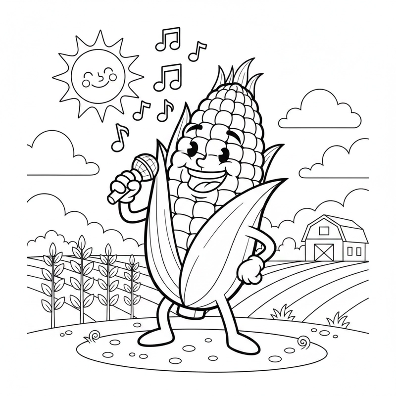 Tranh tô màu bắp ngô cho bé học phối màu