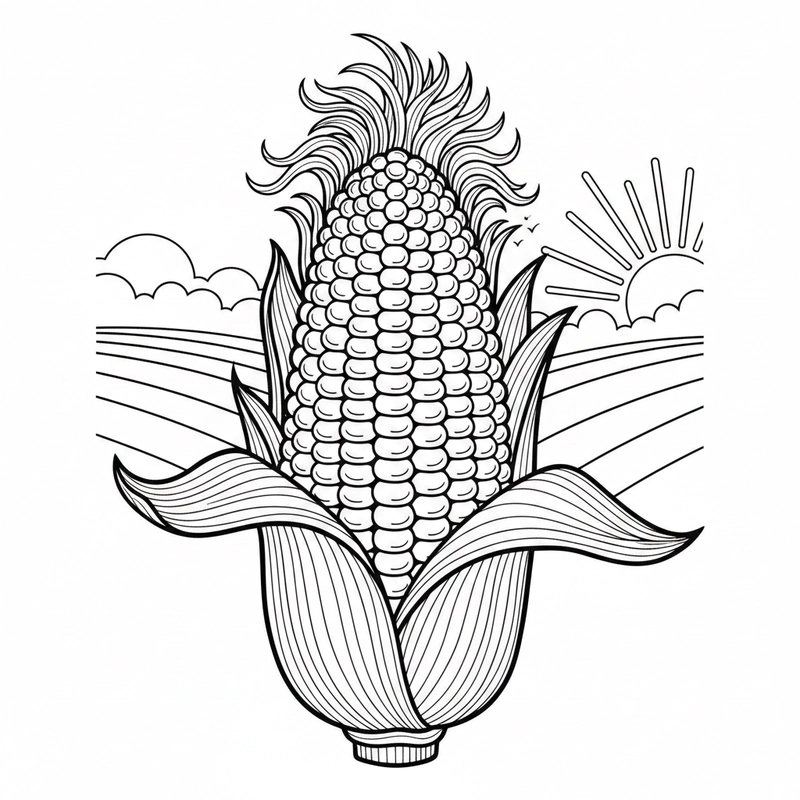 Tranh tô màu bắp ngô đáng yêu dành cho trẻ nhỏ
