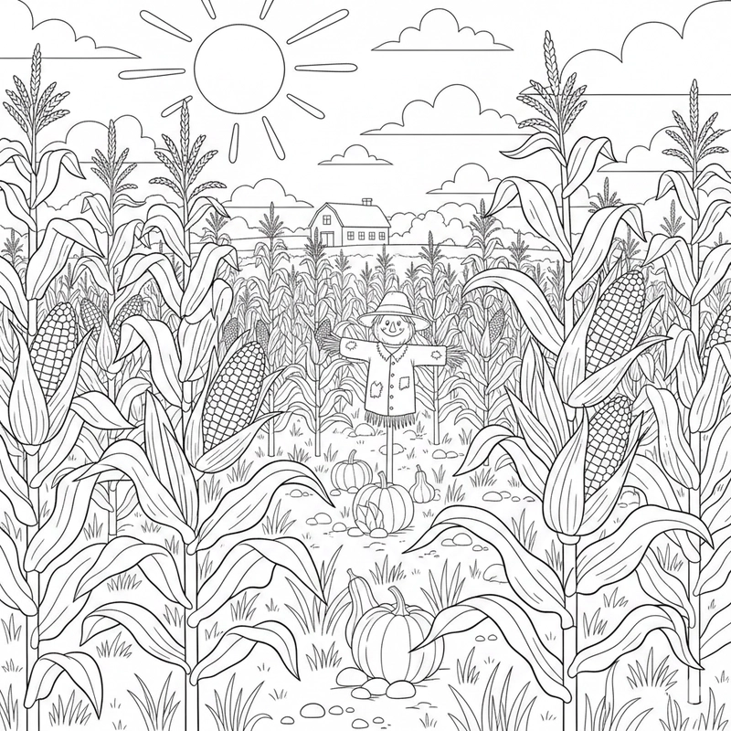 Tranh tô màu bắp ngô phù hợp bé tập cầm bút