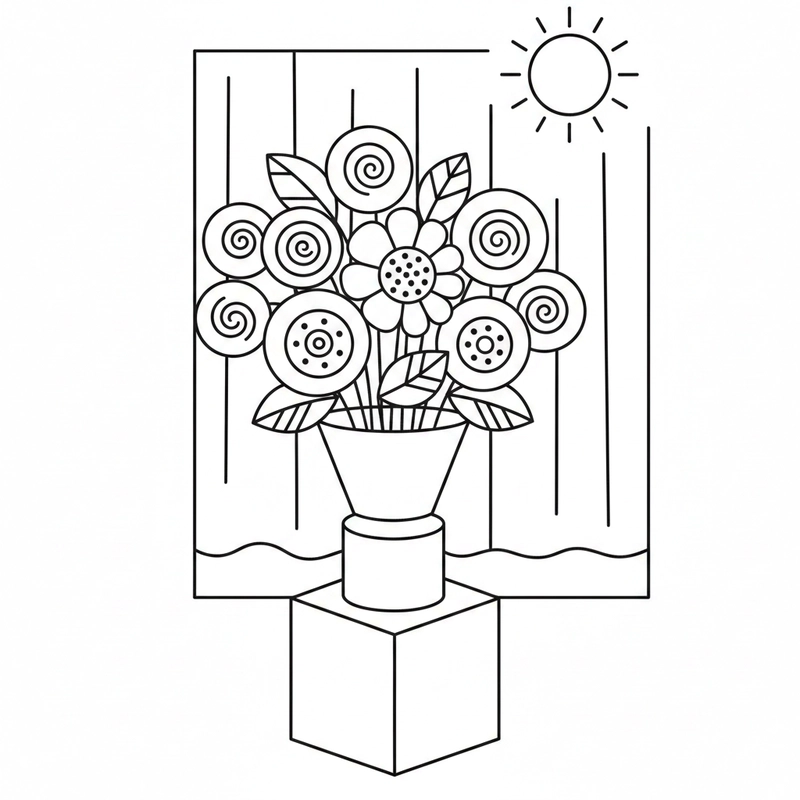 Tranh tô màu bình hoa dùng cho sinh hoạt tại nhà