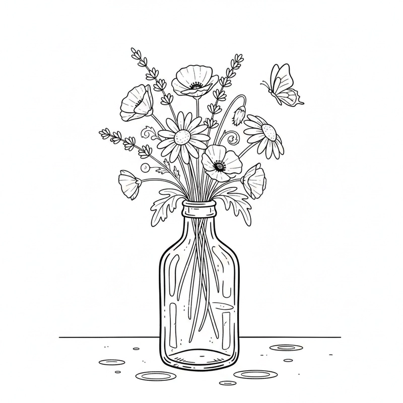 Tranh tô màu bình hoa thích hợp giờ giải trí