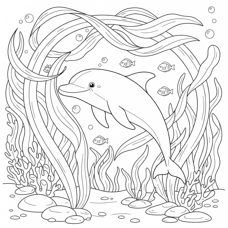 Tranh tô màu cá heo ngộ nghĩnh