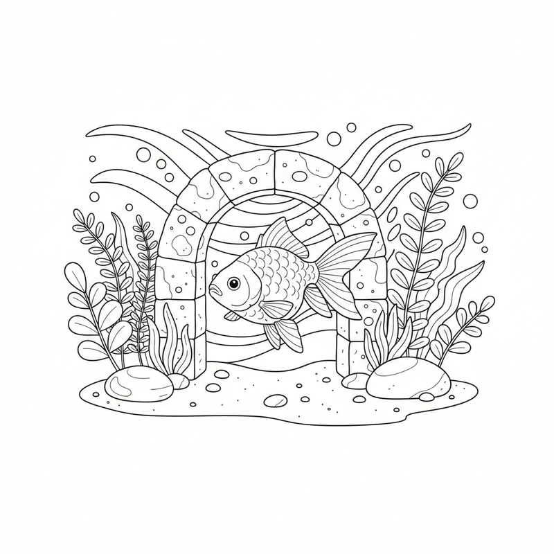 Tranh tô màu cá vàng cho giờ học