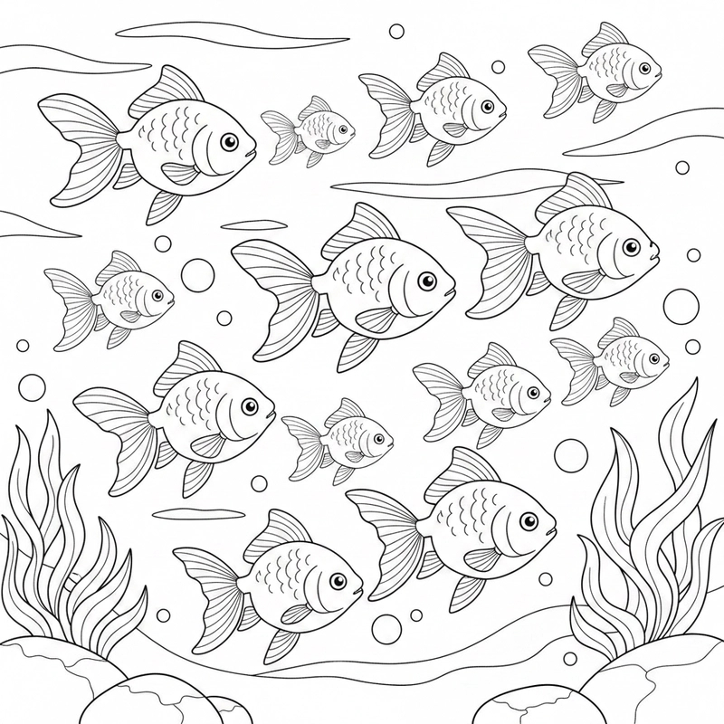 Tranh tô màu cá vàng dễ tô