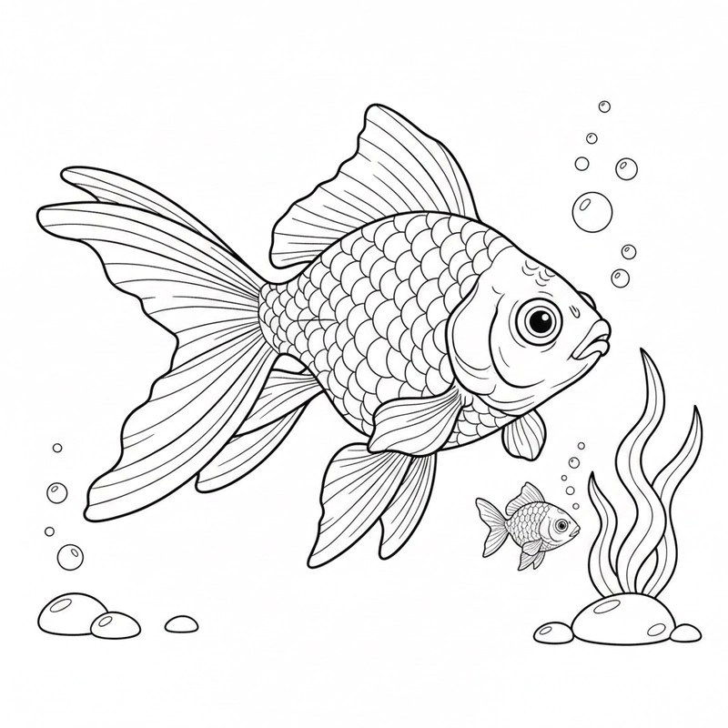 Tranh tô màu cá vàng đơn giản