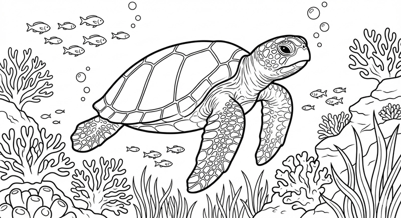 Tranh tô màu các con vật sống dưới nước