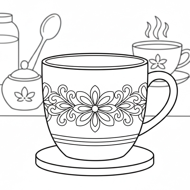 Tranh tô màu cái cốc phù hợp in ấn