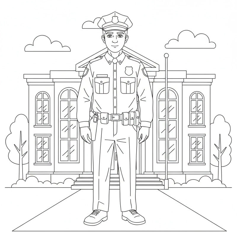 Tranh tô màu cảnh sát phù hợp nhiều độ tuổi