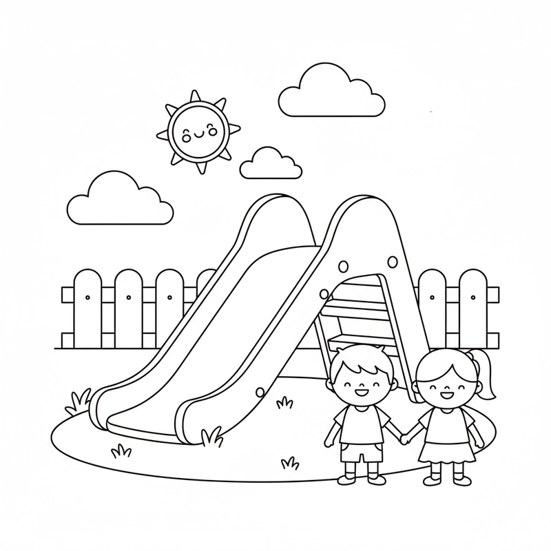 Tranh tô màu cầu trượt nét rõ ràng