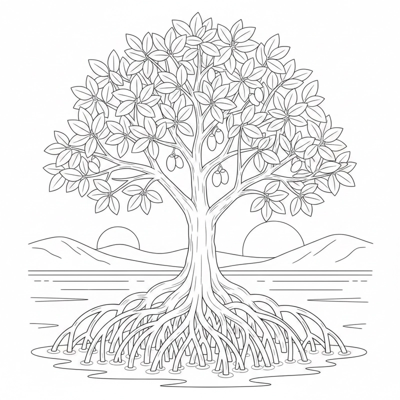 Tranh tô màu cây xanh cho giờ học