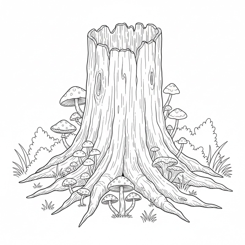 Tranh tô màu cây xanh đã bị mục