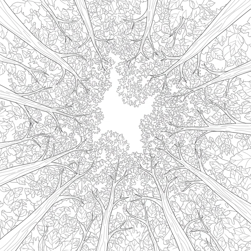 Tranh tô màu cây xanh mang cảm giác yên bình