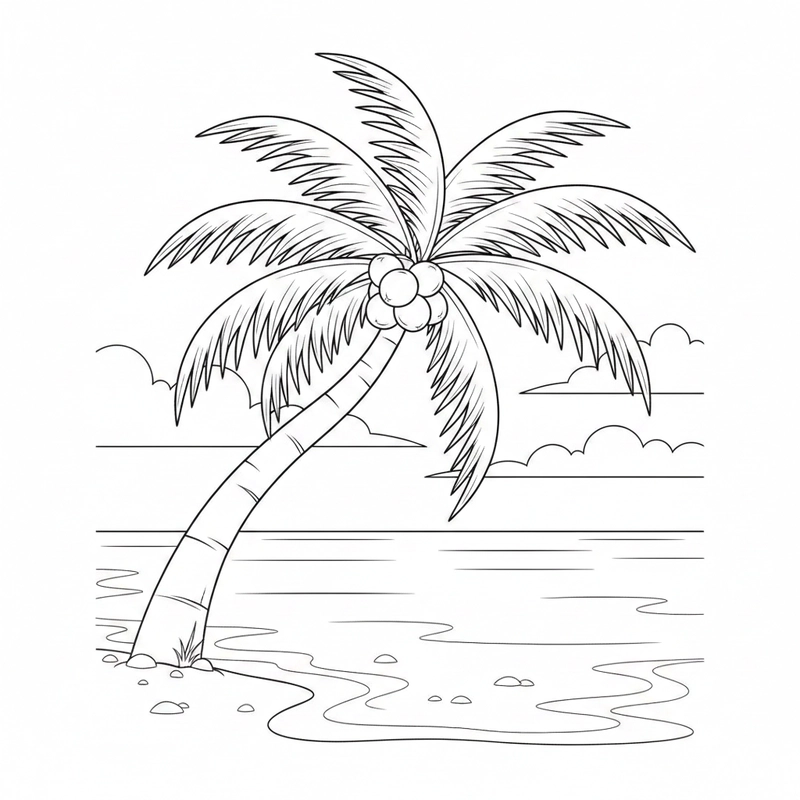 Tranh tô màu cây xanh phong cách đơn giản