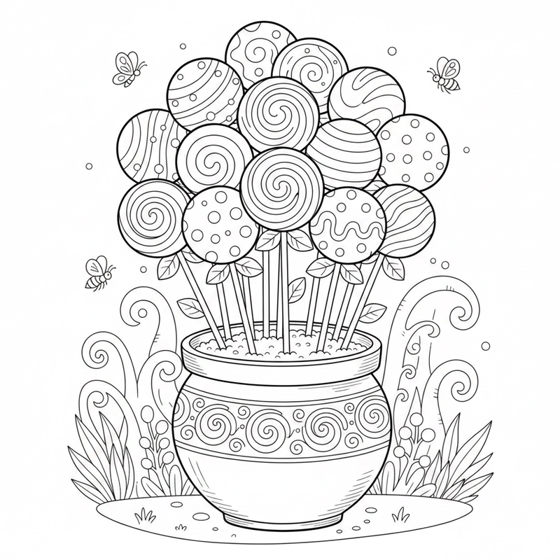 Tranh tô màu chậu hoa giúp bé nhận biết màu