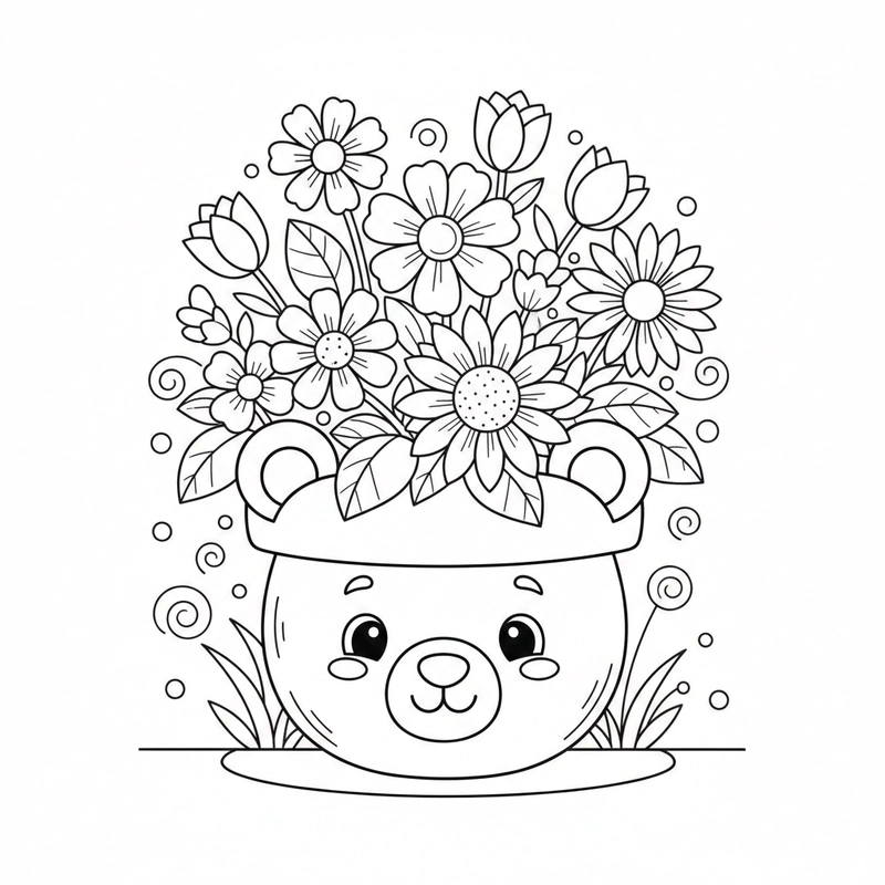 Tranh tô màu chậu hoa rèn kỹ năng tập trung