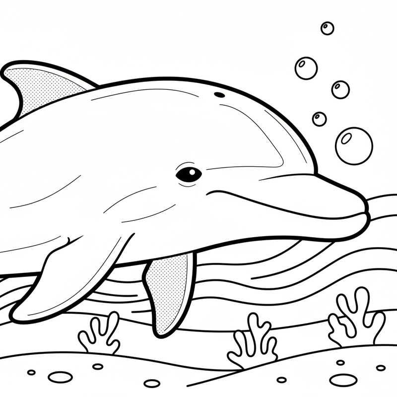 Tranh tô màu con cá heo sinh động