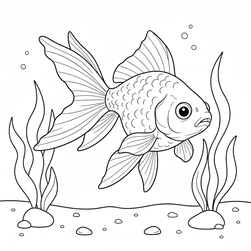 Tranh tô màu con cá vàng cho bé