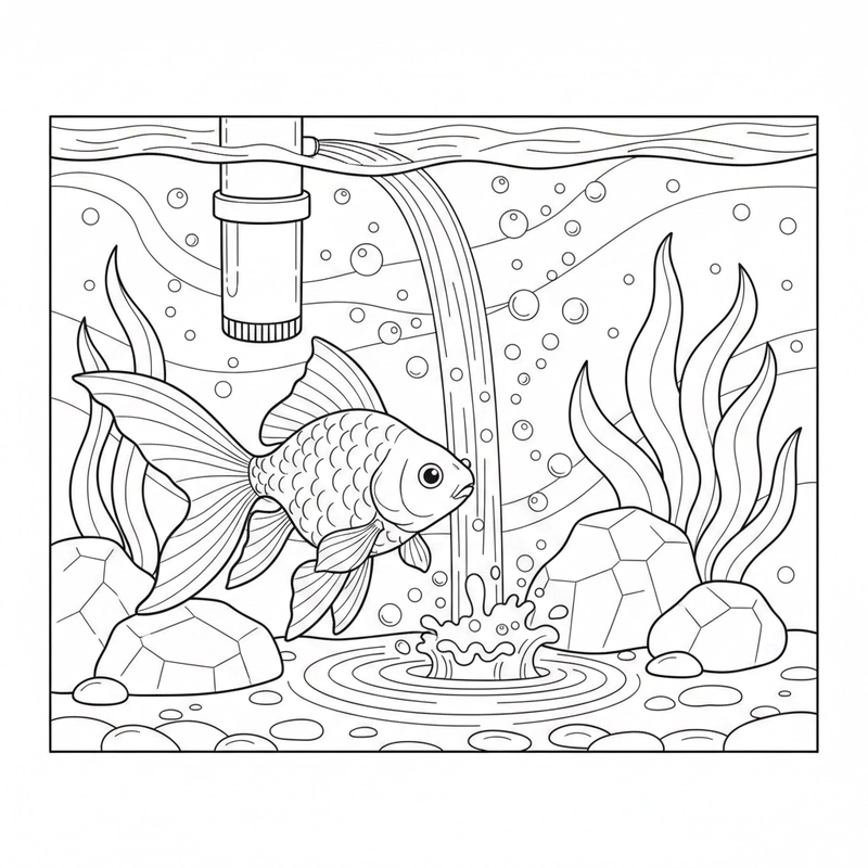 Tranh tô màu con cá vàng dễ tiếp cận