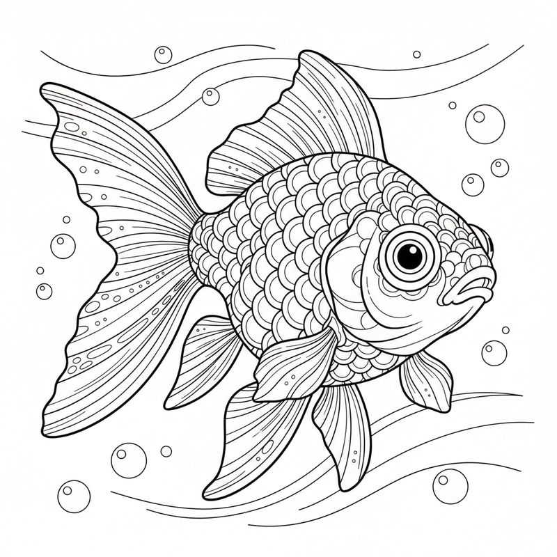 Tranh tô màu con cá vàng phù hợp trẻ nhỏ