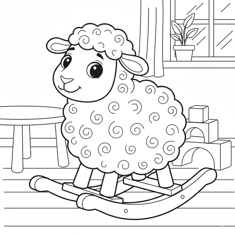 Tranh tô màu con cừu đơn giản cho bé