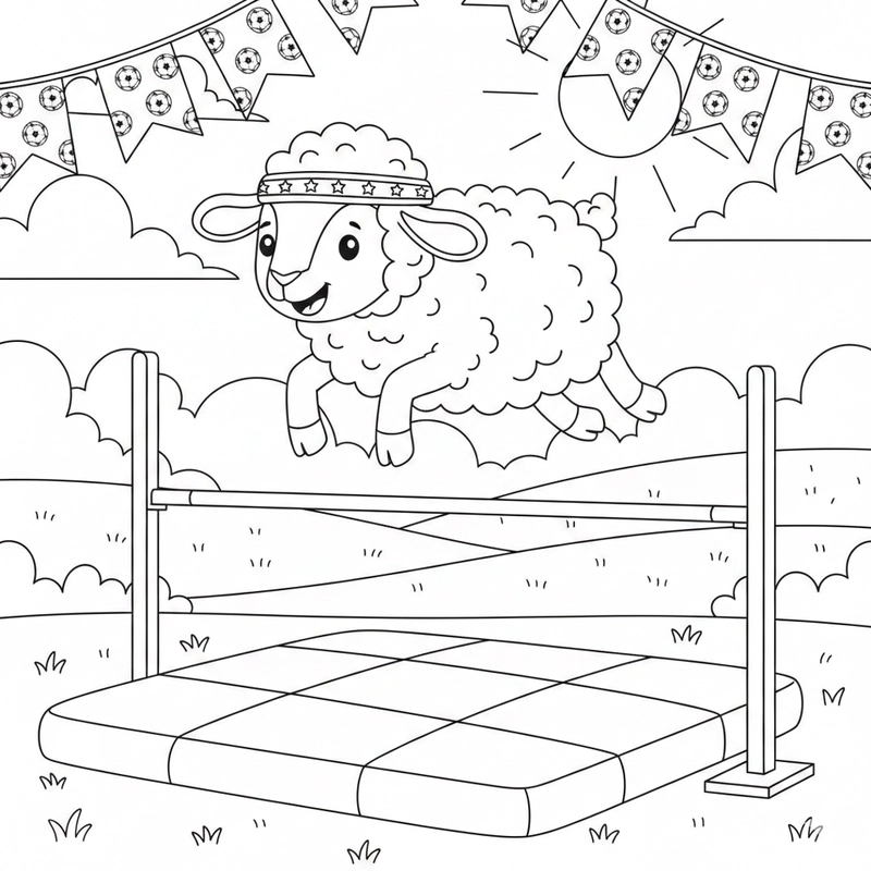 Tranh tô màu con cừu kiểu hoạt hình đáng yêu