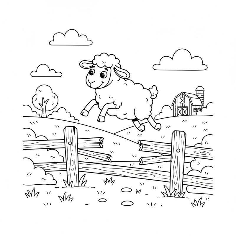 Tranh tô màu con cừu phong cách dễ thương cho bé gái