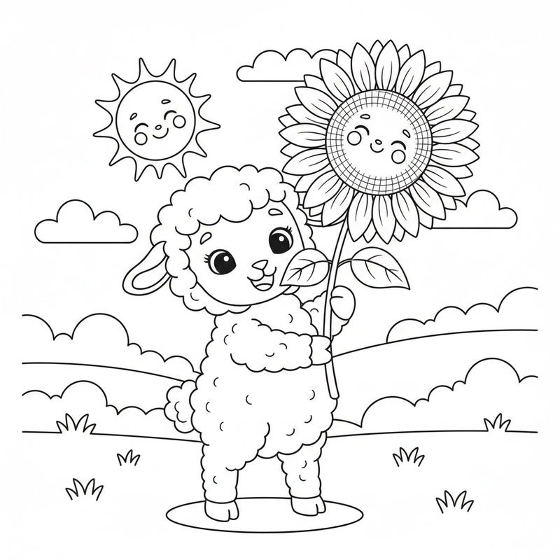 Tranh tô màu con cừu phù hợp hoạt động học tập