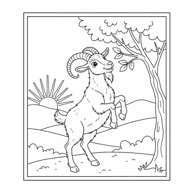 Tranh tô màu con dê dành cho thiếu nhi