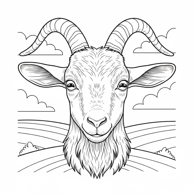 Tranh tô màu con dê dễ tô