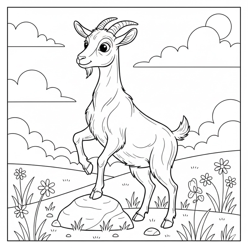 Tranh tô màu con dê đơn giản