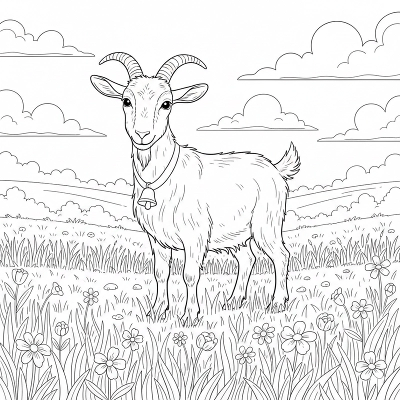 Tranh tô màu con dê gần gũi