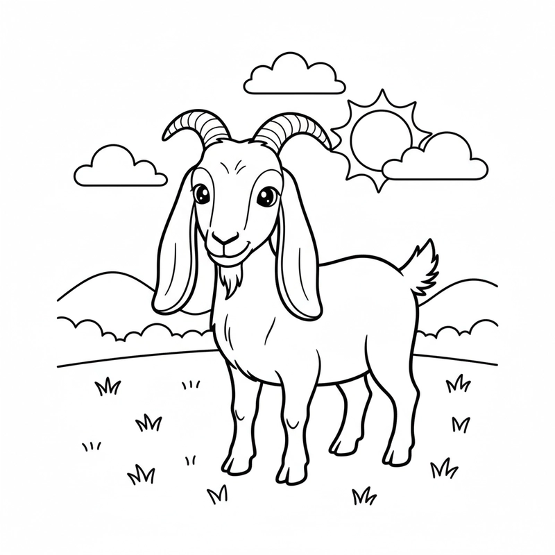 Tranh tô màu con dê phong cách đơn giản