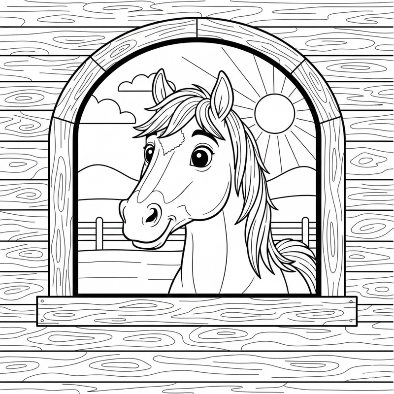 Tranh tô màu con ngựa cho bé