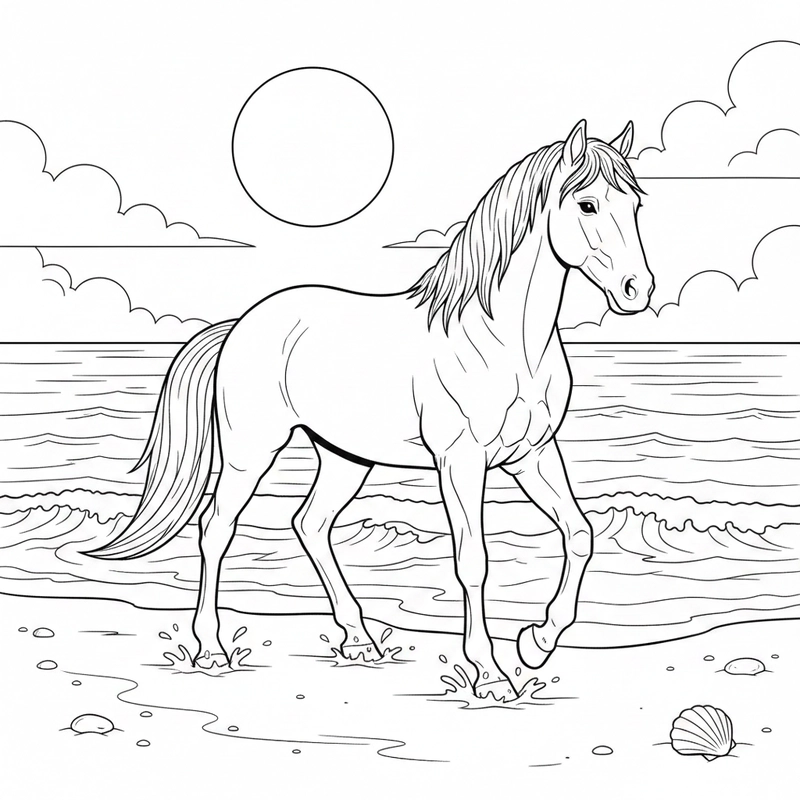 Tranh tô màu con ngựa đơn giản