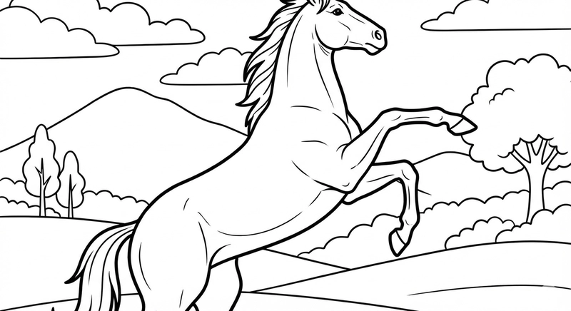 Tranh tô màu con ngựa dùng trong lớp