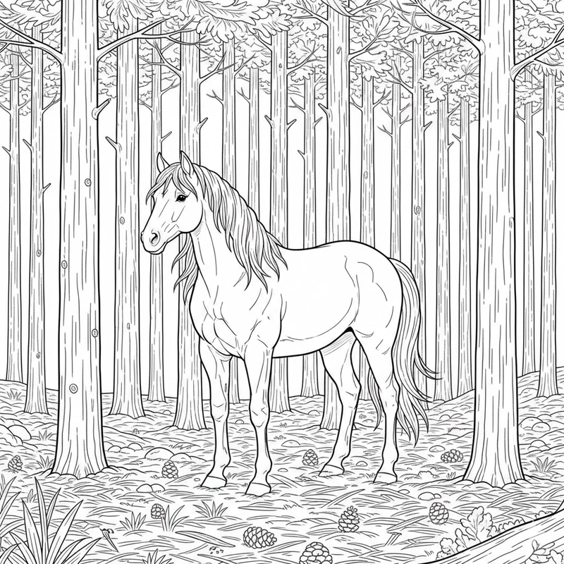 Tranh tô màu con ngựa phù hợp học tập